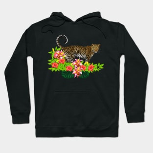 Tropical Jaguar Cat Floral theme Hoodie